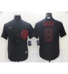 Men's Chicago Cubs #9 Javier Baez Authentic Black Shadow Jersey