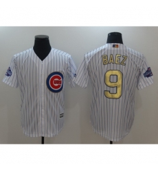 Men's Chicago Cubs #9 Javier Baez Authentic White Gold Program Flex Base Jersey