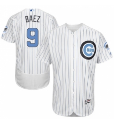 Men's Majestic Chicago Cubs #9 Javier Baez Authentic White 2016 Father's Day Fashion Flex Base MLB Jersey