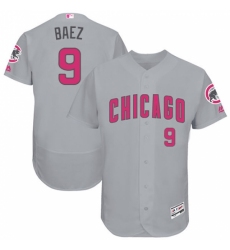Men's Majestic Chicago Cubs #9 Javier Baez Grey Mother's Day Flexbase Authentic Collection MLB Jersey