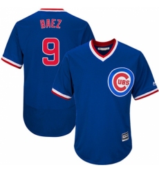 Men's Majestic Chicago Cubs #9 Javier Baez Replica Royal Blue Cooperstown Cool Base MLB Jersey