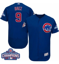 Men's Majestic Chicago Cubs #9 Javier Baez Royal Blue 2016 World Series Champions Flexbase Authentic Collection MLB Jersey