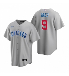 Men's Nike Chicago Cubs #9 Javier Baez Gray Road Stitched Baseball Jersey