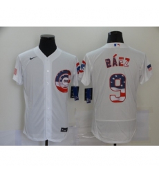 Men's Nike Chicago Cubs #9 Javier Baez White 2020 Stars & Stripes 4th of July Jersey