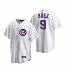 Men's Nike Chicago Cubs #9 Javier Baez White Home Stitched Baseball Jersey