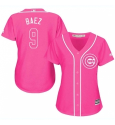 Women's Majestic Chicago Cubs #9 Javier Baez Replica Pink Fashion MLB Jersey