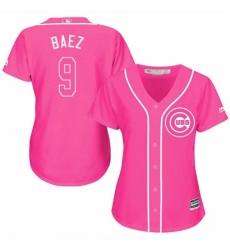 Women's Majestic Chicago Cubs #9 Javier Baez Replica Pink Fashion MLB Jersey