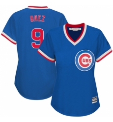 Women's Majestic Chicago Cubs #9 Javier Baez Replica Royal Blue Cooperstown MLB Jersey