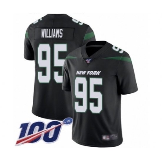 Men's New York Jets #95 Quinnen Williams Black Alternate Vapor Untouchable Limited Player 100th Season Football Jersey Men's New York Jets #95 Quinnen Williams Black Alternate Vapor Untouchable Limited Player 100th Season Football Jersey