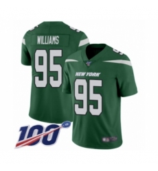 Men's New York Jets #95 Quinnen Williams Green Team Color Vapor Untouchable Limited Player 100th Season Football Jersey