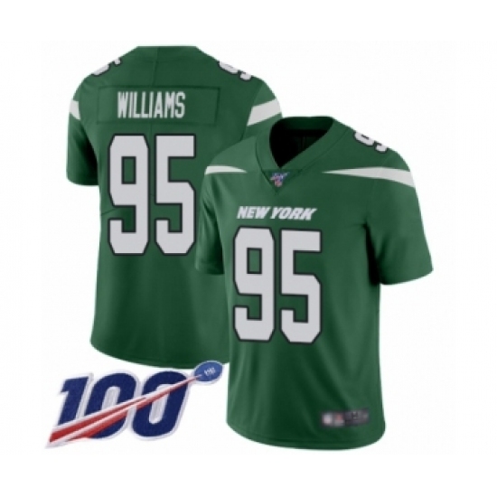 Men's New York Jets #95 Quinnen Williams Green Team Color Vapor Untouchable Limited Player 100th Season Football Jersey Men's New York Jets #95 Quinnen Williams Green Team Color Vapor Untouchable Limited Player 100th Season Football Jersey