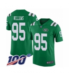 Men's New York Jets #95 Quinnen Williams Limited Green Rush Vapor Untouchable 100th Season Football Jersey