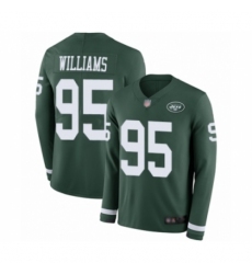 Men's New York Jets #95 Quinnen Williams Limited Green Therma Long Sleeve Football Jersey