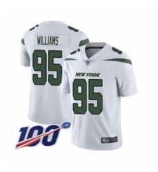 Men's New York Jets #95 Quinnen Williams White Vapor Untouchable Limited Player 100th Season Football Jersey