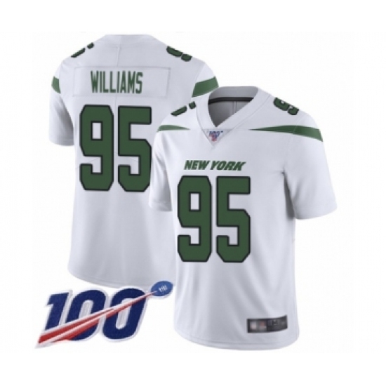 Men's New York Jets #95 Quinnen Williams White Vapor Untouchable Limited Player 100th Season Football Jersey Men's New York Jets #95 Quinnen Williams White Vapor Untouchable Limited Player 100th Season Football Jersey