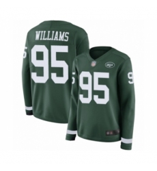Women's New York Jets #95 Quinnen Williams Limited Green Therma Long Sleeve Football Jersey