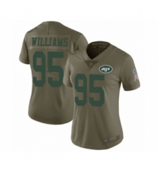 Women's New York Jets #95 Quinnen Williams Limited Olive 2017 Salute to Service Football Jersey