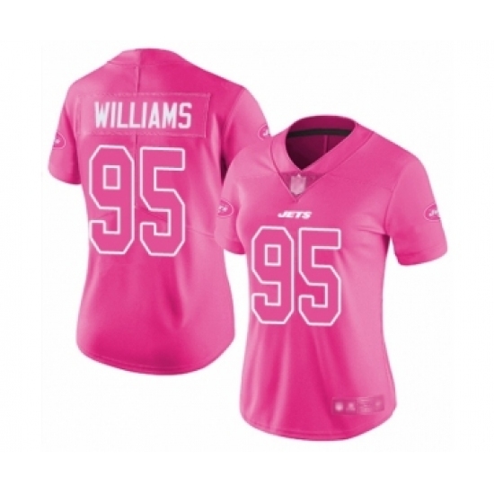 Women's New York Jets #95 Quinnen Williams Limited Pink Rush Fashion Football Jersey Women's New York Jets #95 Quinnen Williams Limited Pink Rush Fashion Football Jersey