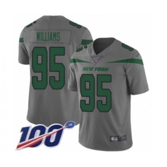 Youth New York Jets #95 Quinnen Williams Limited Gray Inverted Legend 100th Season Football Jersey Youth New York Jets #95 Quinnen Williams Limited Gray Inverted Legend 100th Season Football Jersey