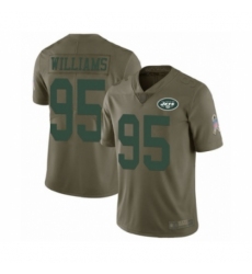 Youth New York Jets #95 Quinnen Williams Limited Olive 2017 Salute to Service Football Jersey