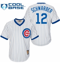 Men's Majestic Chicago Cubs #12 Kyle Schwarber Replica White Home Cooperstown MLB Jersey