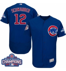 Men's Majestic Chicago Cubs #12 Kyle Schwarber Royal Blue 2016 World Series Champions Flexbase Authentic Collection MLB Jersey