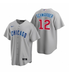 Men's Nike Chicago Cubs #12 Kyle Schwarber Gray Road Stitched Baseball Jersey