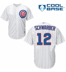 Youth Majestic Chicago Cubs #12 Kyle Schwarber Replica White Home Cool Base MLB Jersey