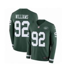 Men's Nike New York Jets #92 Leonard Williams Limited Green Therma Long Sleeve NFL Jersey