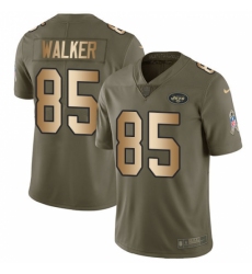 Men's Nike New York Jets #85 Wesley Walker Limited Olive/Gold 2017 Salute to Service NFL Jersey
