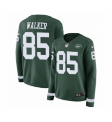 Women's Nike New York Jets #85 Wesley Walker Limited Green Therma Long Sleeve NFL Jersey