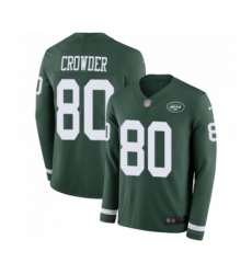 Men's New York Jets #80 Jamison Crowder Limited Green Therma Long Sleeve Football Jersey