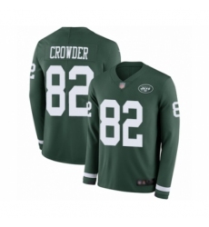 Men's New York Jets #82 Jamison Crowder Limited Green Therma Long Sleeve Football Jersey