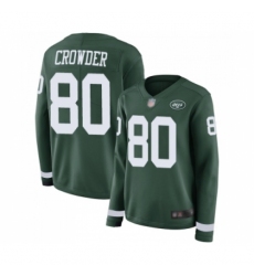 Women's New York Jets #80 Jamison Crowder Limited Green Therma Long Sleeve Football Jersey