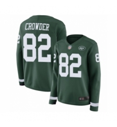 Women's New York Jets #82 Jamison Crowder Limited Green Therma Long Sleeve Football Jersey