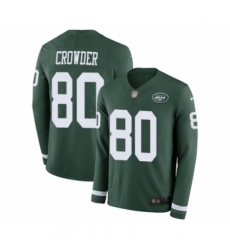 Youth New York Jets #80 Jamison Crowder Limited Green Therma Long Sleeve Football Jersey