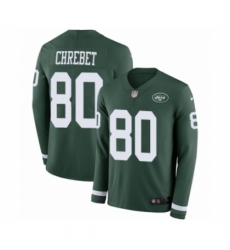 Men's Nike New York Jets #80 Wayne Chrebet Limited Green Therma Long Sleeve NFL Jersey