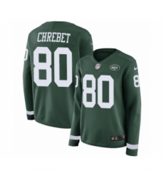 Women's Nike New York Jets #80 Wayne Chrebet Limited Green Therma Long Sleeve NFL Jersey