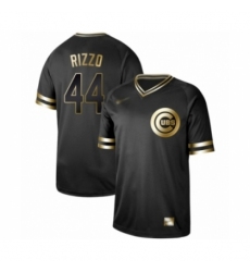 Men's Chicago Cubs #44 Anthony Rizzo Authentic Black Gold Fashion Baseball Jersey
