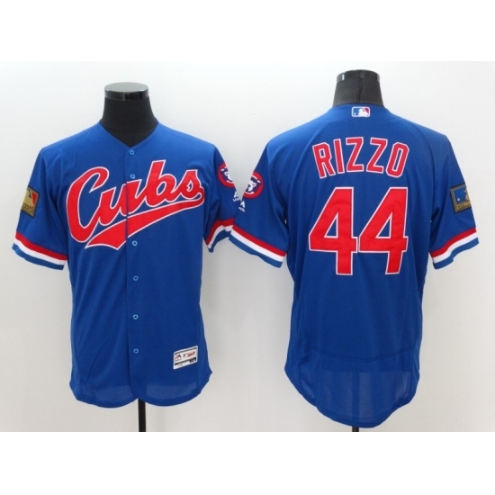 Men's Chicago Cubs #44 Anthony Rizzo Blue Royal Alternate Stitched Baseball Jersey