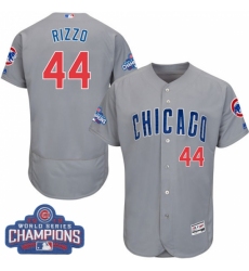 Men's Majestic Chicago Cubs #44 Anthony Rizzo Grey 2016 World Series Champions Flexbase Authentic Collection MLB Jersey