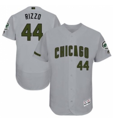 Men's Majestic Chicago Cubs #44 Anthony Rizzo Grey Memorial Day Authentic Collection Flex Base MLB Jersey