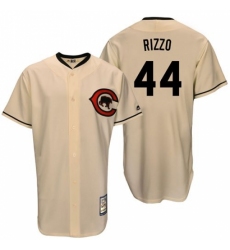Men's Majestic Chicago Cubs #44 Anthony Rizzo Replica Cream Cooperstown Throwback MLB Jersey