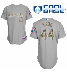 Men's Majestic Chicago Cubs #44 Anthony Rizzo Replica Grey USMC Cool Base MLB Jersey