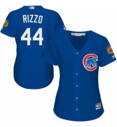 Women's Majestic Chicago Cubs #44 Anthony Rizzo Authentic Royal Blue 2017 Spring Training Cool Base MLB Jersey