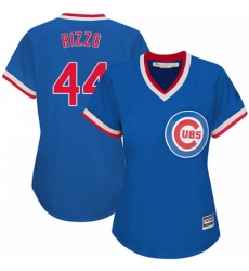 Women's Majestic Chicago Cubs #44 Anthony Rizzo Replica Royal Blue Cooperstown MLB Jersey