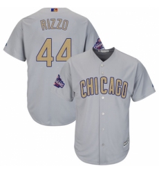 Youth Majestic Chicago Cubs #44 Anthony Rizzo Authentic Gray 2017 Gold Champion Cool Base MLB Jersey