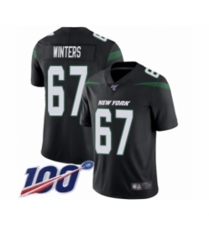 Men's New York Jets #67 Brian Winters Black Alternate Vapor Untouchable Limited Player 100th Season Football Jersey