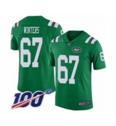 Men's New York Jets #67 Brian Winters Limited Green Rush Vapor Untouchable 100th Season Football Jersey