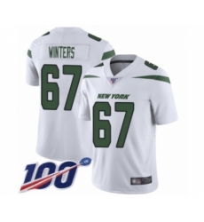 Men's New York Jets #67 Brian Winters White Vapor Untouchable Limited Player 100th Season Football Jersey